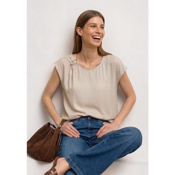 Street One shirt knoop detail clay sand 346815 177