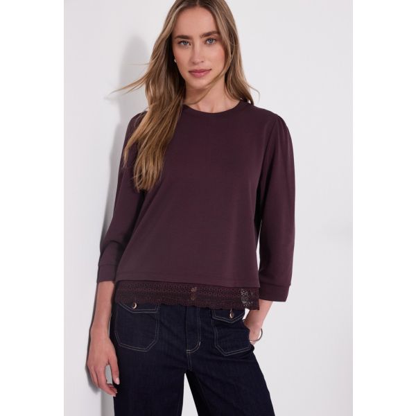 Street One sweater met kant rustic rouge 325841 17