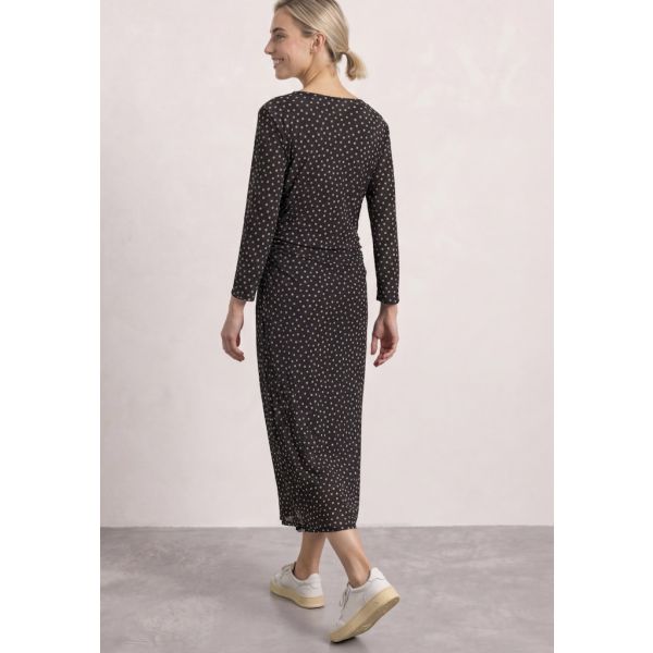 Street One stippen mesh jurk black coffee 145036