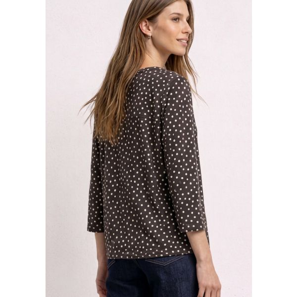 Street One stippen shirt black coffee 325621 27874