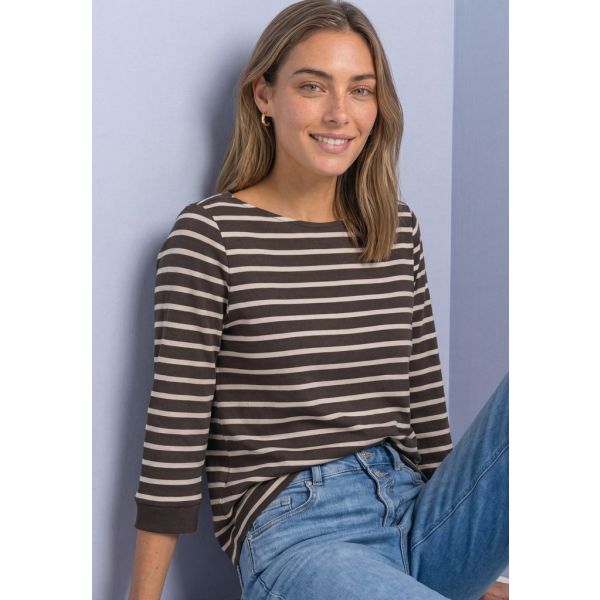 Street One streep shirt black coffee 325698 27874