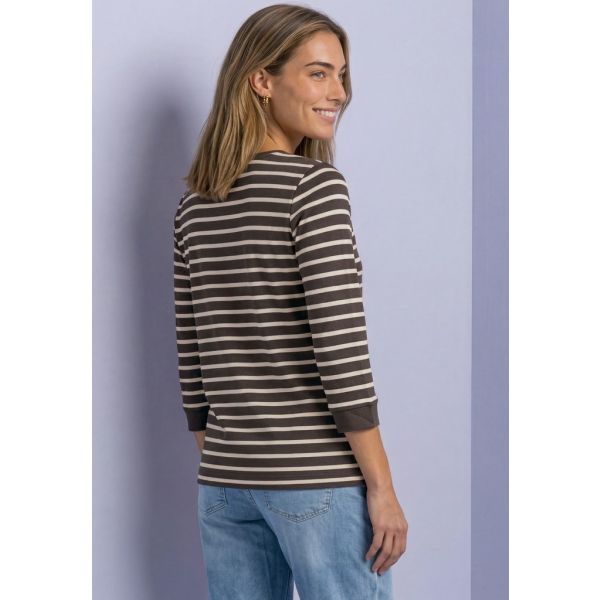 Street One streep shirt black coffee 325698 27874