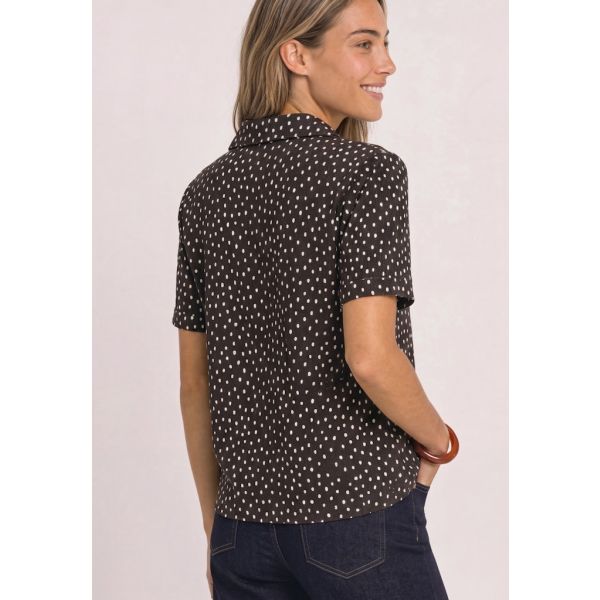 Street One stippen blouse black coffee 325729 2787