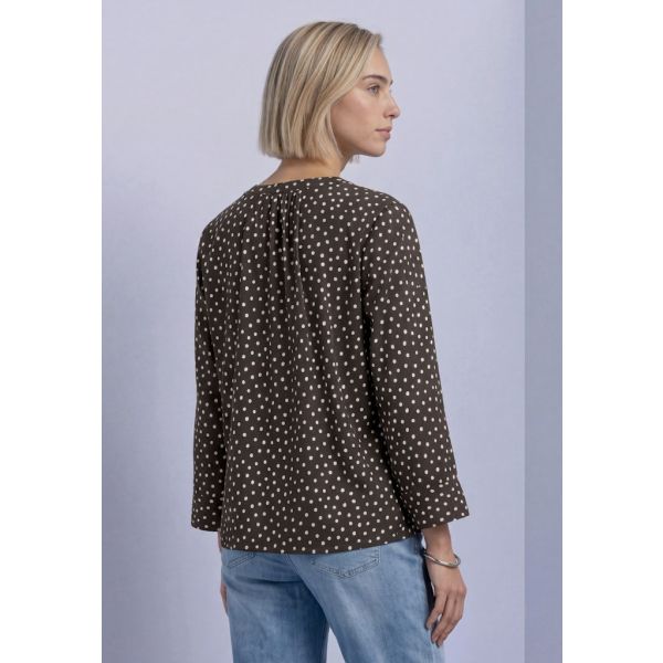Street One stippen blouse black coffee 346855 2787