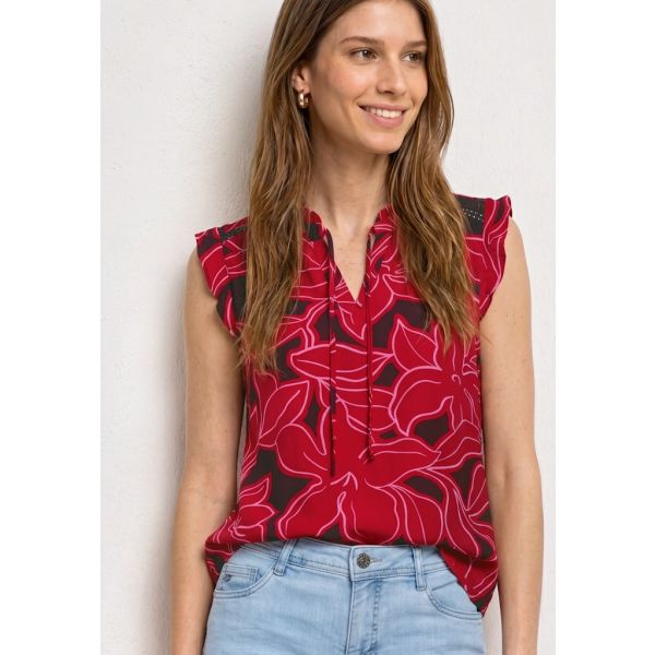 Street One print blouse salsa red 325461 37504