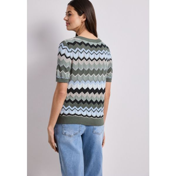 Street One zig zag shirt bound green 303872 37742