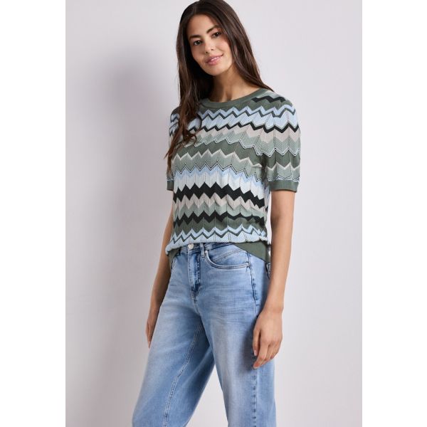 Street One zig zag shirt bound green 303872 37742