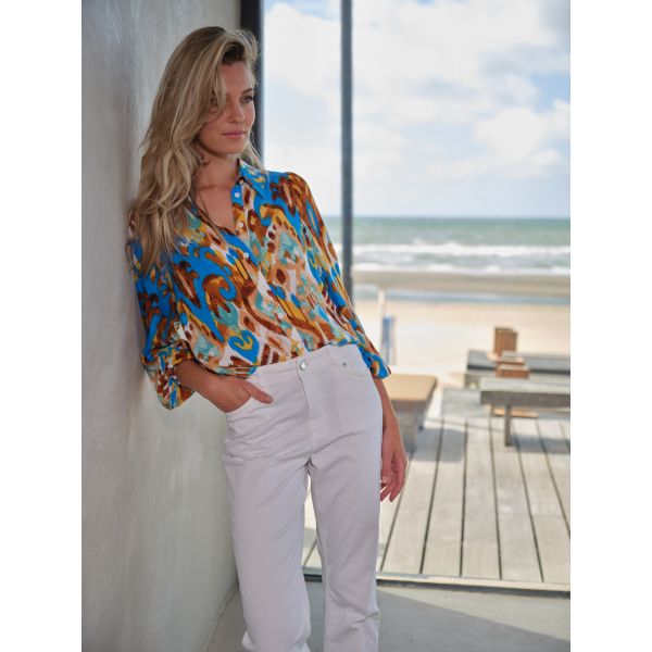 Tramontana ikat print blouse whites C21-11-301